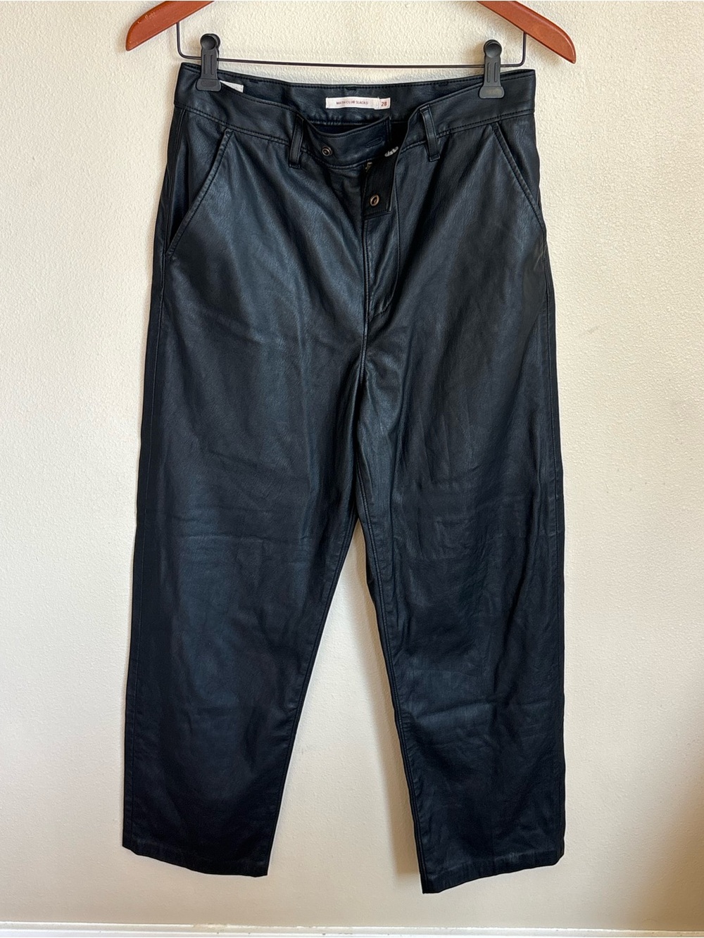 Levi’s Made & Crafted Math Club Slacks Black Faux Leather Slacks Pants 28 - Picture 7 of 16